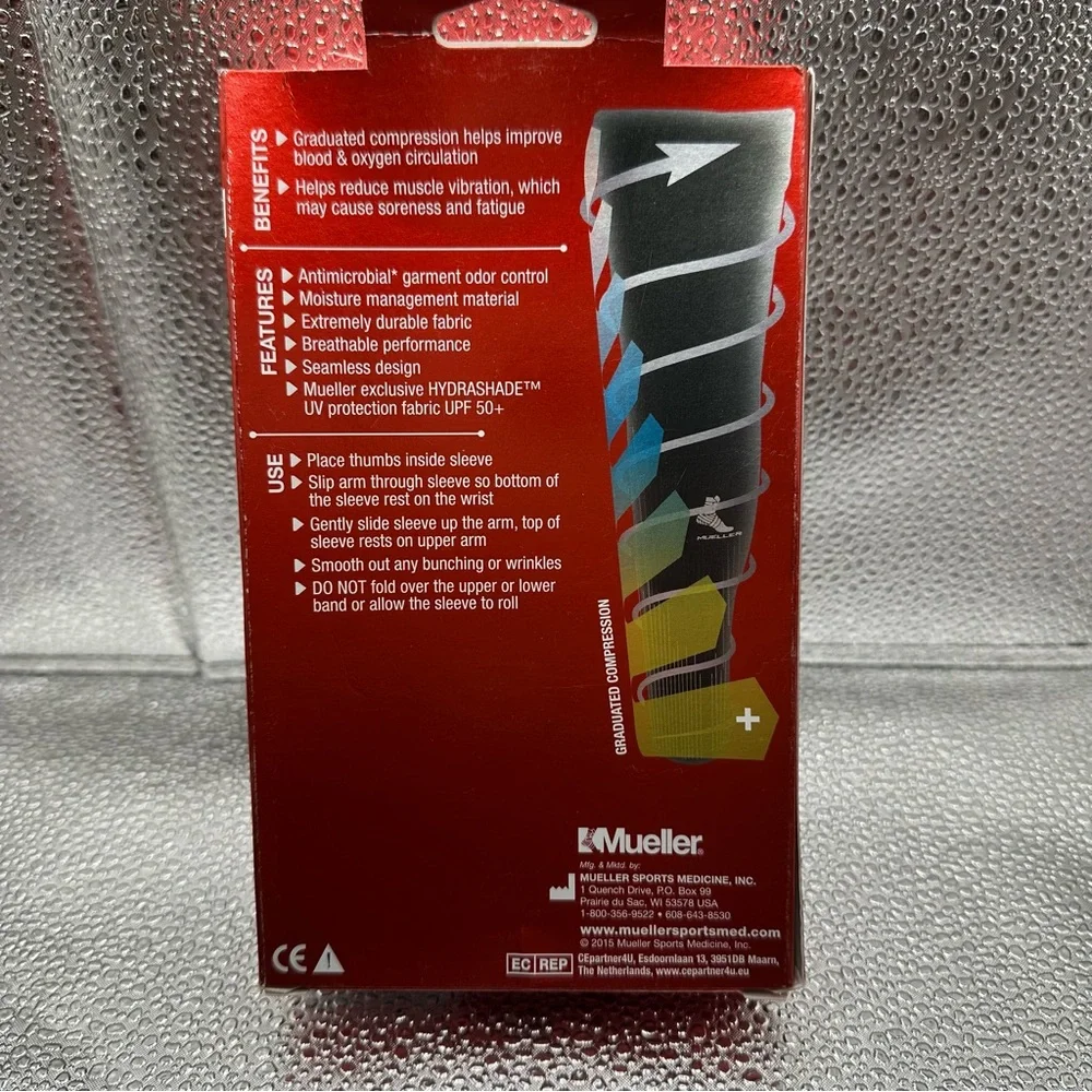 Mueller‎ Graduated Compression Performance Arm Sleeves, Pair, Black Size Large
